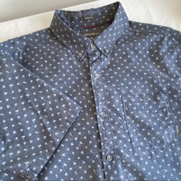 Eddie Bauer Classic Fit Chambray Print Button Down Shirt - Picture 4 of 12